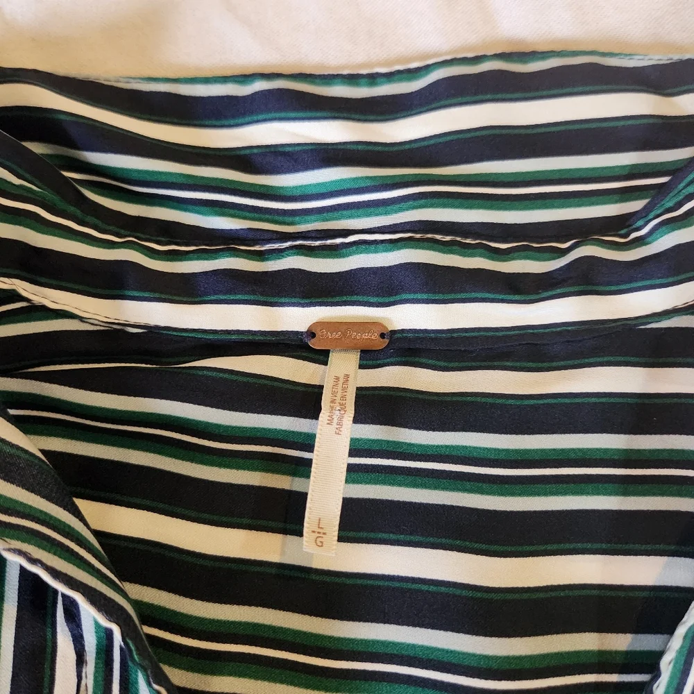 Free People Striped Blouse Size Large Boho Flowy Lightweight Top